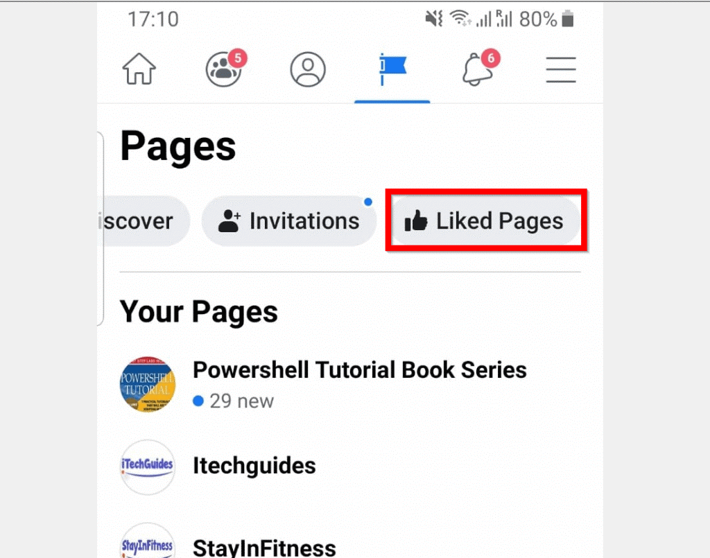 the option of “Liked Pages