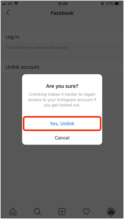 unlink Instagram accounts
