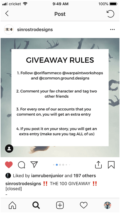 running a giveaway on instagram