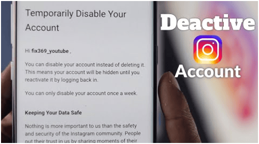 Temporary disable your instagram account