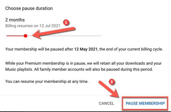 click Pause Membership