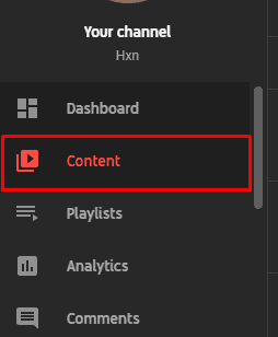 Select Content from the menu bar on the left side of your screen
