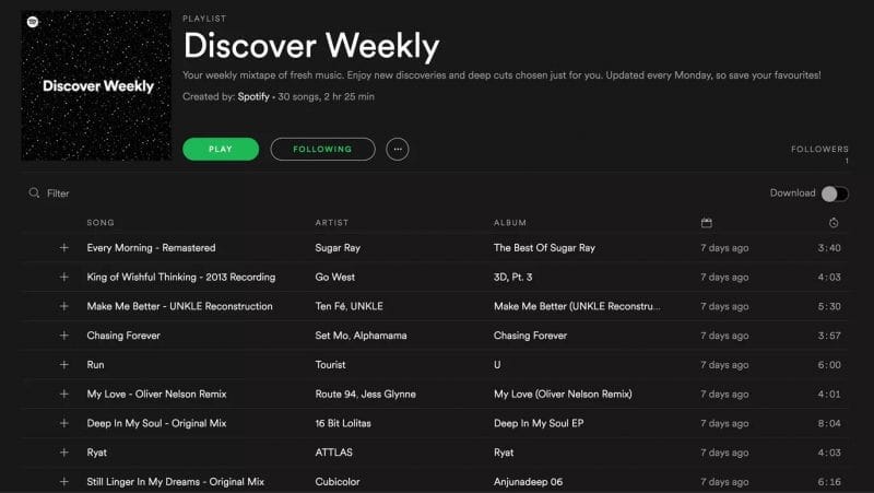 Hören Sie die Discover Weekly Playlist