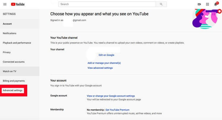 Eliminazione del tuo canale YouTube